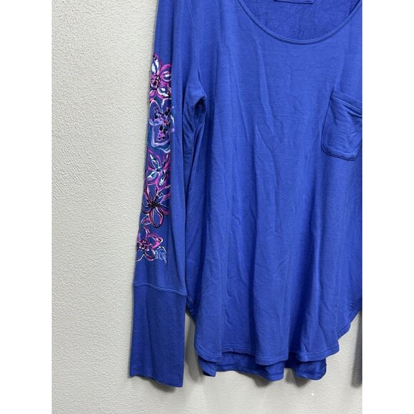 Lilly Pulitzer Luxletic Kerah Lounge Tee Size Medium Moonlight Garden Oversized - Picture 5 of 9